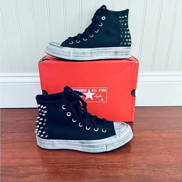 Converse Taylor All Star 70 High Top Sneaker Black and White with Studs US 5 - Picture 7 of 16